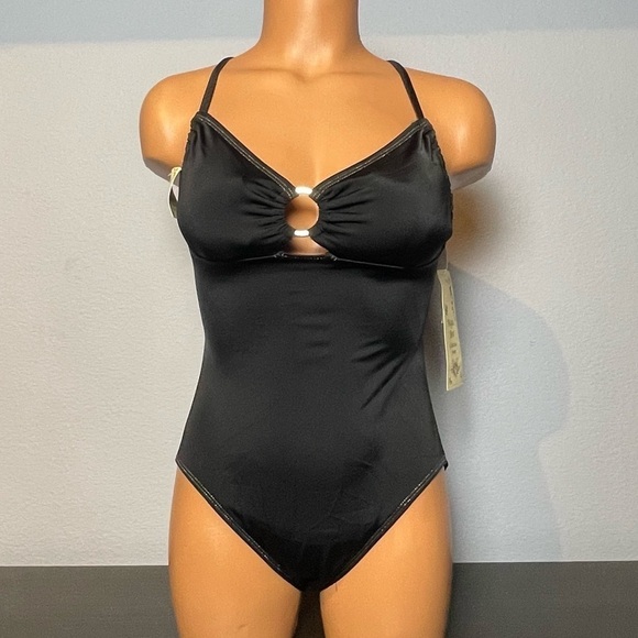 Nwt Magic Bra Cleavage Enhancement One Piece Black Swimsuit (SW22) - Picture 1 of 14